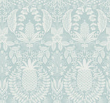 Pineapple Damask Light Blue Wallpaper