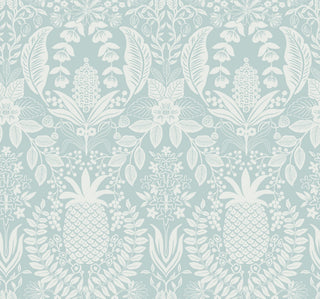 Pineapple Damask Light Blue Wallpaper