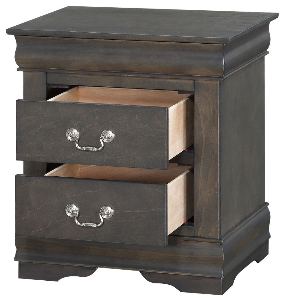 Louis Philippe Nightstand, Dark Gray