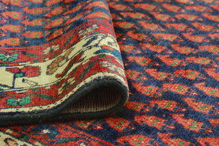Fine Vintage Distressed Stephani Navy/Burgundy Runner, 3'8 x 8'9