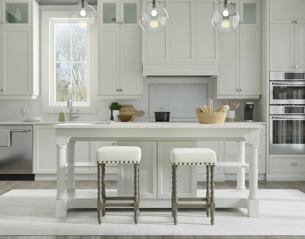 Arezzo 30" Bar Stool, Weathered Gray and Linen