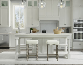 Arezzo 30" Bar Stool, Weathered Gray and Linen