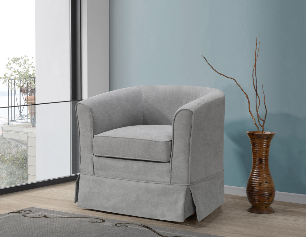 Tucker Woven Fabric Swivel Barrel Chair, Steel Gray