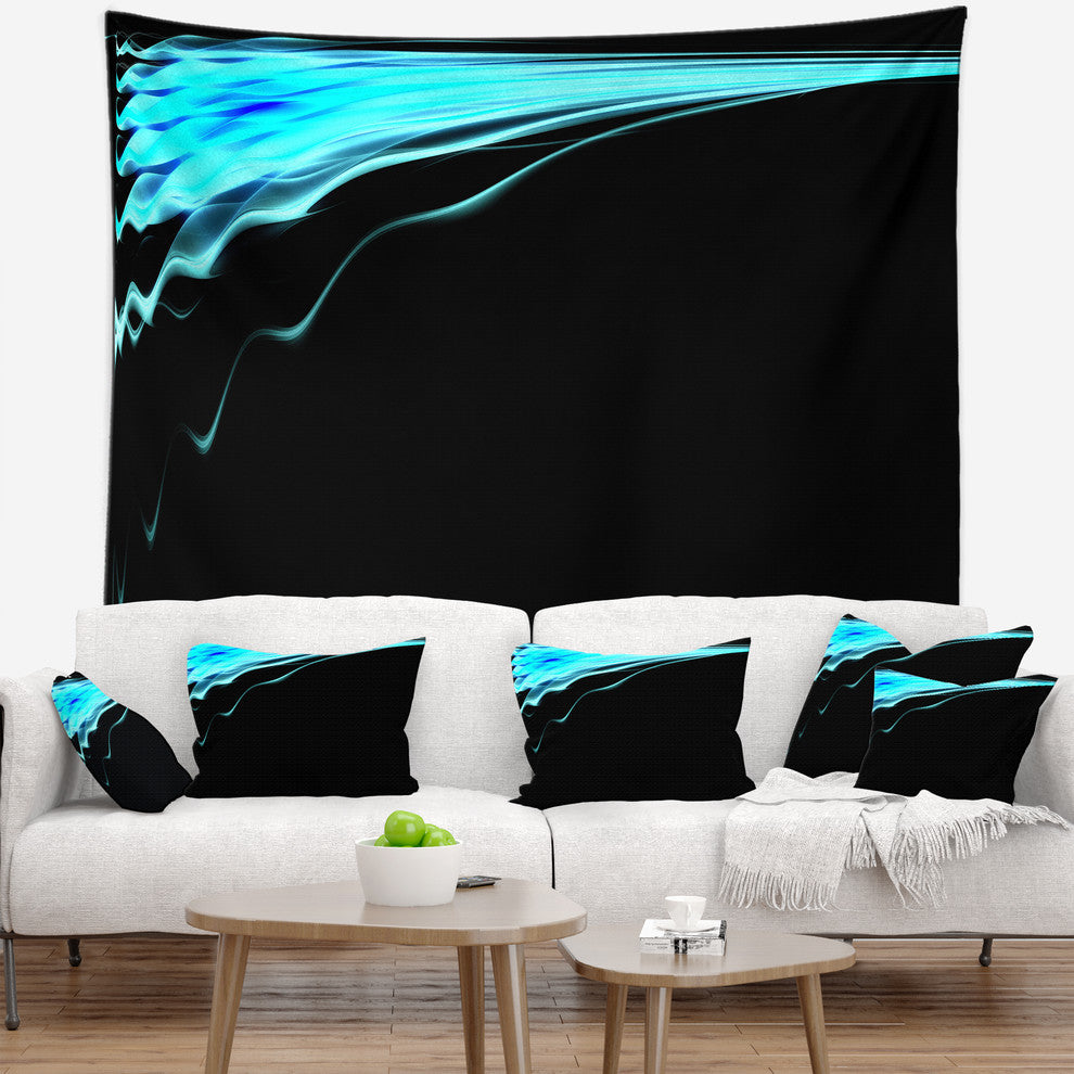 Blue Flames Digital Artwork Abstract Wall Tapestry, 39"x32"