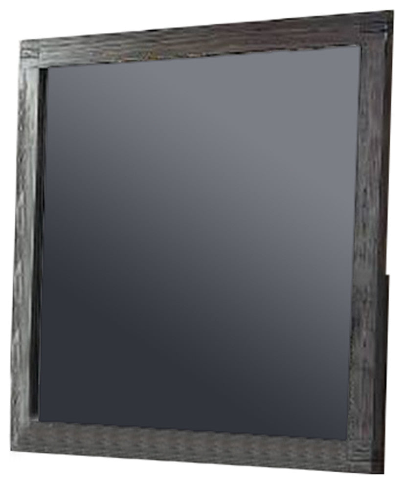 Benzara BM232680 Wall Mirror With Natural Wood Grain Details, Dark Brown