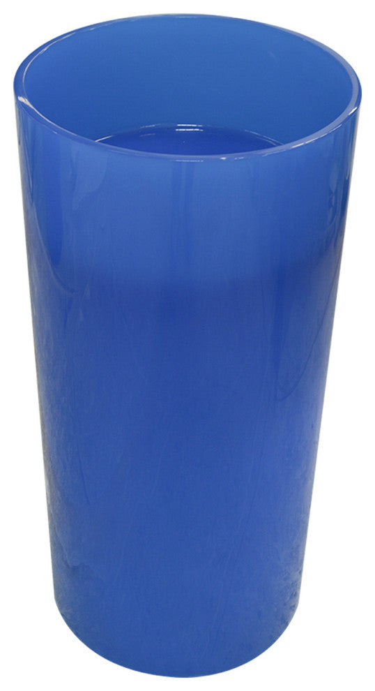 Round Floor Standing Bathroom Sink in Transparent Blue