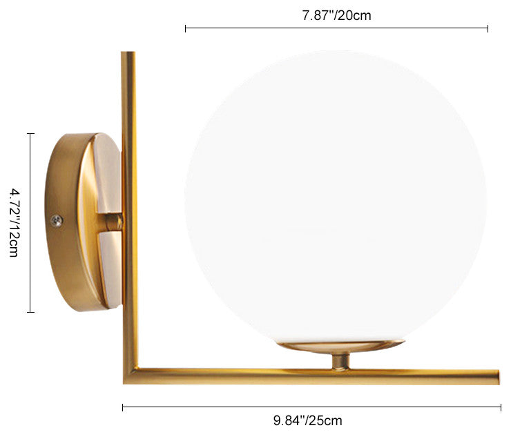 1-Light Glass Globe Wall Light