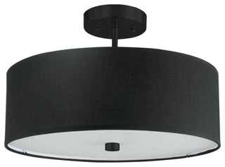 Dainolite 571-143SF Everly 3 Light 14"W Semi-Flush Drum Ceiling - Matte Black /