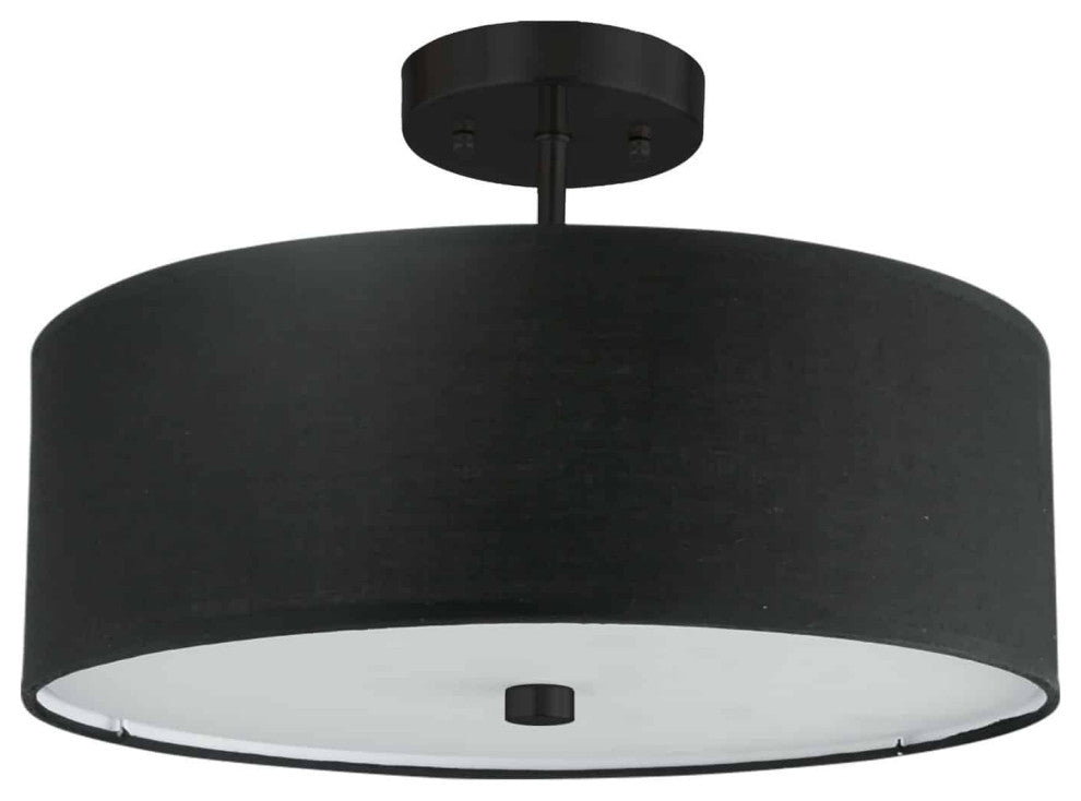 Dainolite 571-143SF Everly 3 Light 14"W Semi-Flush Drum Ceiling - Matte Black /