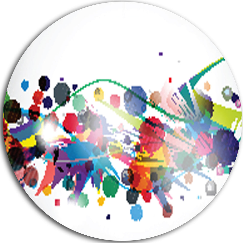 Colorful Circles And Shapes, Abstract Digital Disc Metal Artwork, 23"