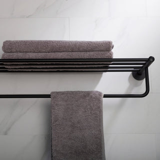 Elie Bathroom Shelf with Towel Bar, Matte Black