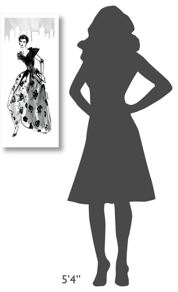 "Fifties Fashion II with Red" Digital Paper Print by Anne Tavoletti, 14"x32"