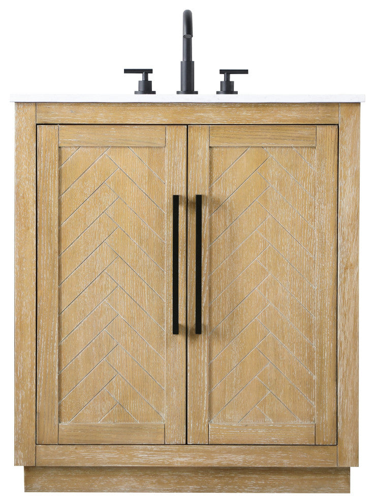 Home Living 30" Single Bathroom Vanity, Linen Oak