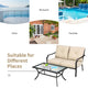 Costway 2 PCS Patio Loveseat with Coffee Table Outdoor Sofa Bench with Cushions