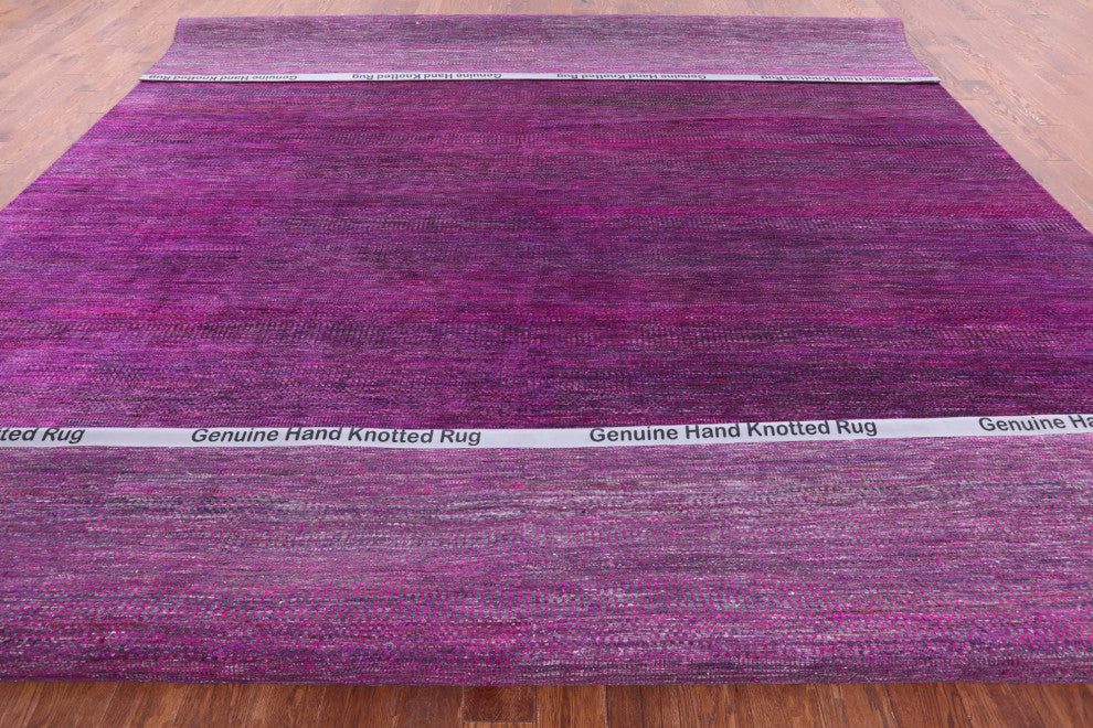 12' 2" X 15' 2" Wool and Silk Super Savannah Gabbeh Handmade Rug Q8612