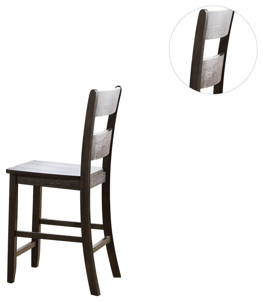 Set of 2 Counter Height Chair, Distressed Walnut