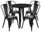 30" Round Black Metal Indoor-Outdoor 5-Piece Table Set With 4 Cafe Chairs