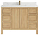 Elizabeth 48 Single Sink Bath Vanity in Light Natural Teak 2" Calacatta Laza