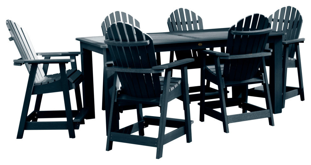 Muskoka 7-Piece 42x84 Counter Dining Set, Weathered Acorn, Federal Blue
