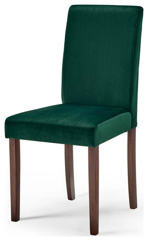 Side Dining Chair and Table Set, Velvet, Drak Brown Green, Modern, Cafe Bistro