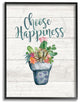 Choose Happiness Cactus Succulents Watercolor Framed Giclee Art, 11"x14"