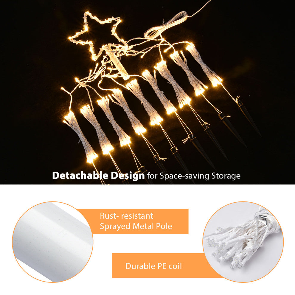 LED Waterfall Cone Tree Light 9 Strings with Star Finial Christmas Decoration