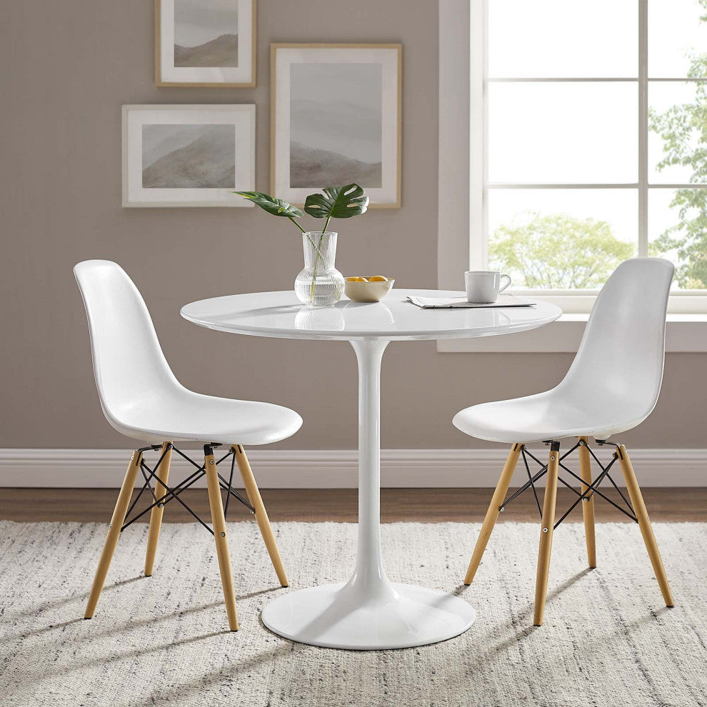 Lippa Round Wood Top Dining Table, White, 36"