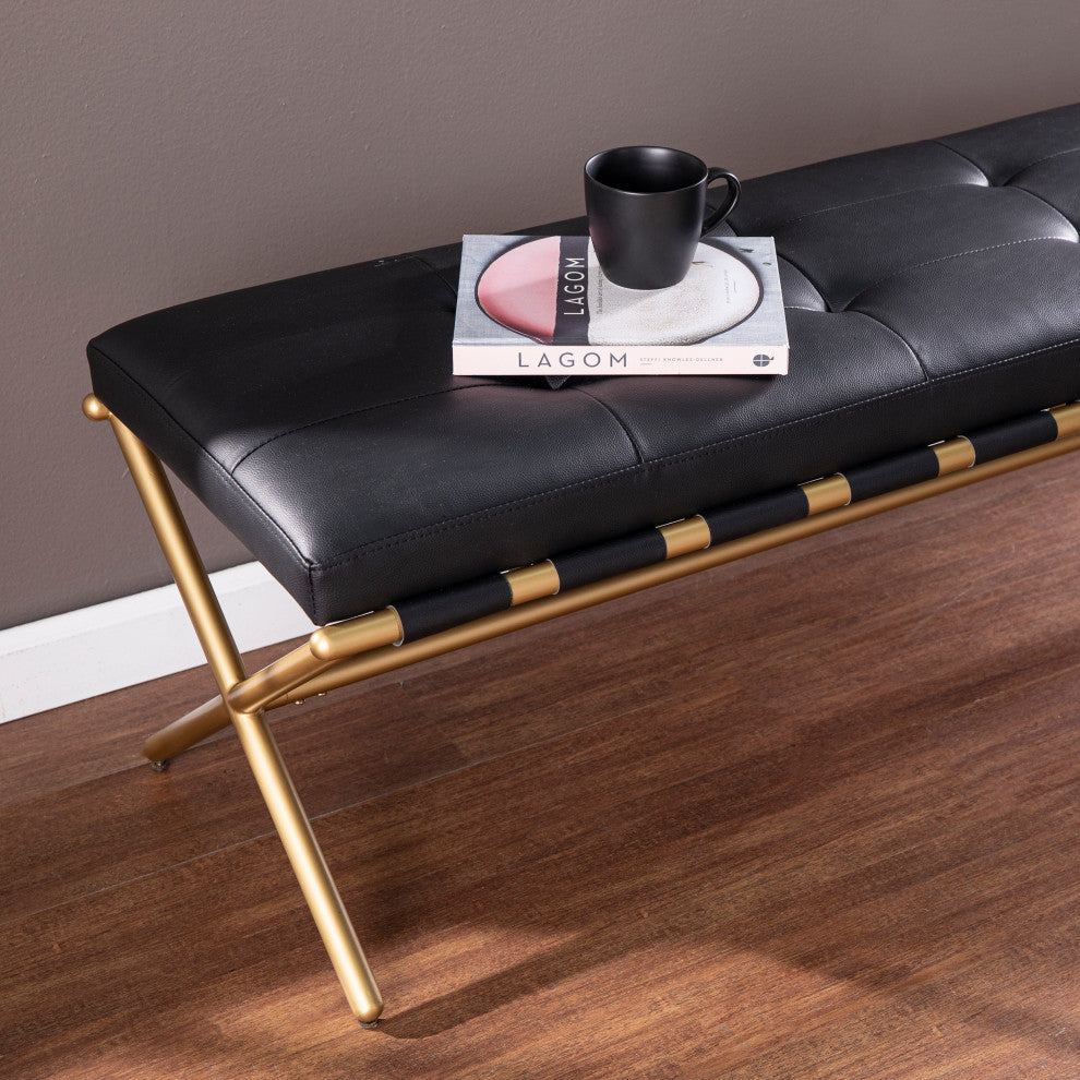 Thea Faux Leather Bench