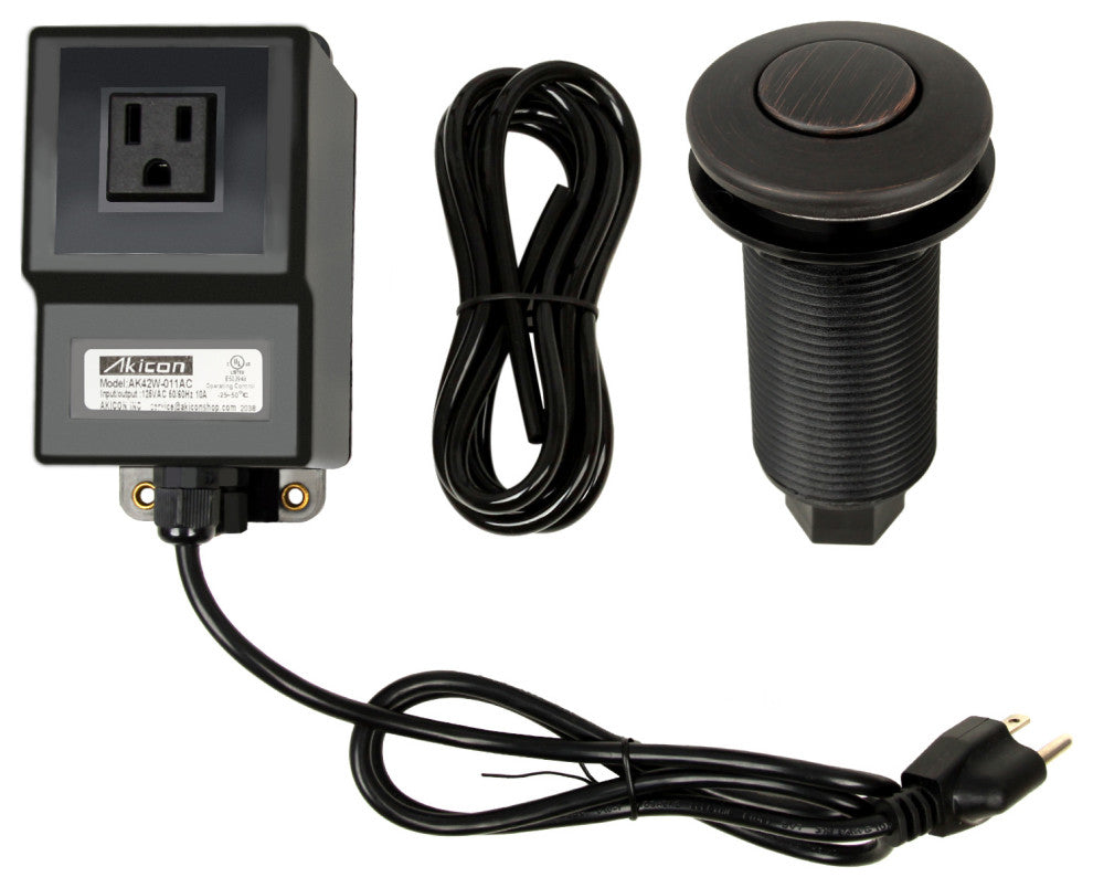 Single Outlet Copper Garbage Disposal Kitchen Air Switch Kit, Oil Rubbed Bronze