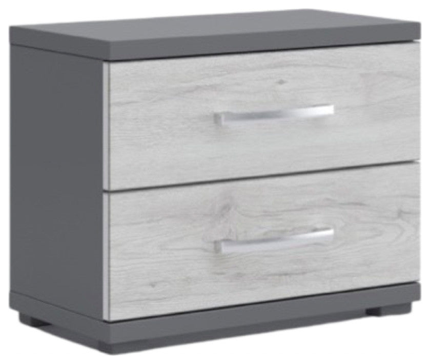 JUDE Nightstand, Grey/White Wood