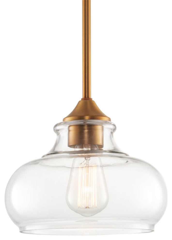 Kira Home Harlow 9" Farmhouse / Schoolhouse / Rustic Pendant Light, Glass Shade