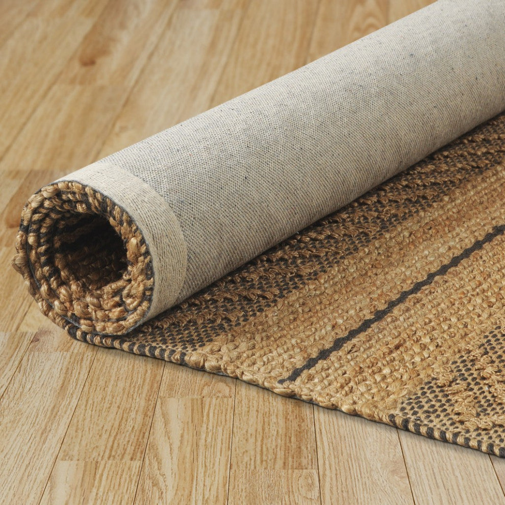 8??x 10??Tan and Gray Bohemian Striped Area Rug