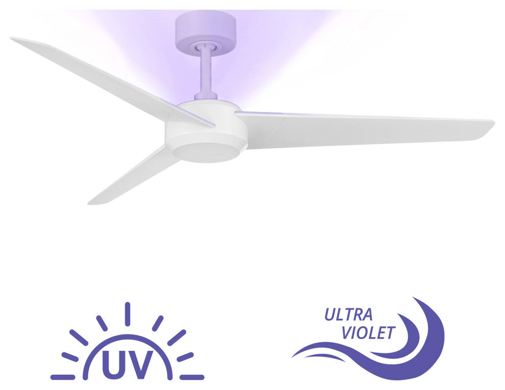 Ultra 3-Blade UV-C Radiating Smart Ceiling Fan, Matte White