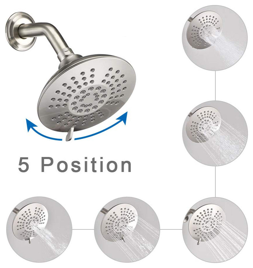 Tub and Shower Faucet Set With 5-Function Spray Head, Valve Included, Brushed Ni