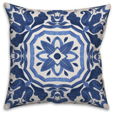 Blue Watercolor Damask Tile 16x16 Throw Pillow