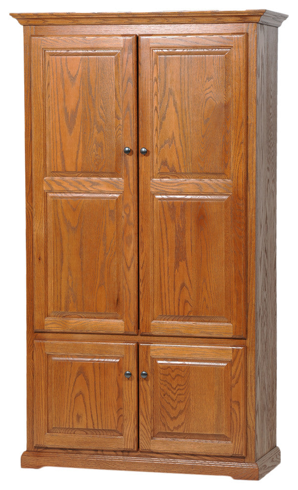 Double Wide Oak Kitchen Pantry, Medium Oak