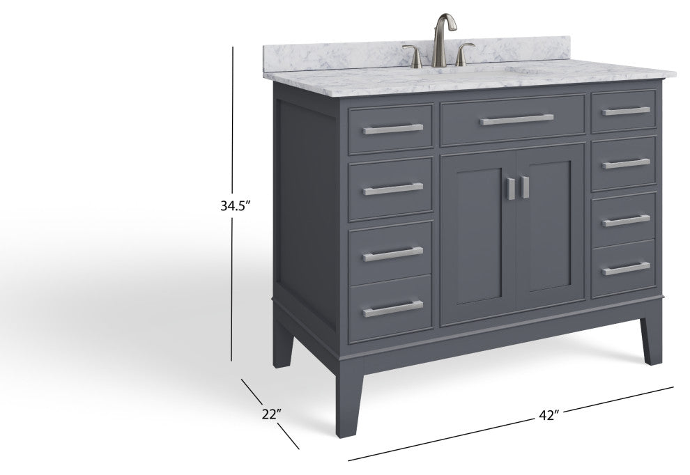 Fairmont Bathroom Vanity, Single Sink, 42", Maple Gray, Freestanding