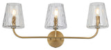 Eleanor Contemporary 3 Light Aged Brass Clear Metal Vanity