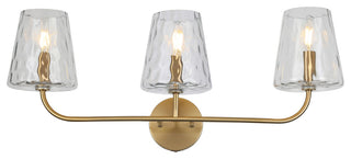 Eleanor Contemporary 3 Light Aged Brass Clear Metal Vanity