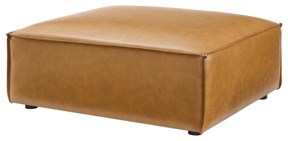 Sectional Sofa Set, Faux Vegan Leather, Tan, Modern, Living Lounge Hospitality