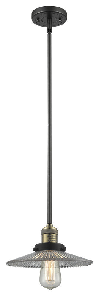 1-Light LED Halophane Mini Pendant, Black Antique Brass