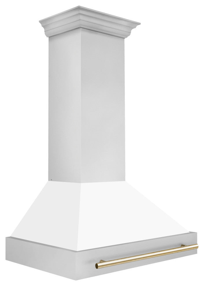 ZLINE 36" Wall Mount Hood, Stainless With White Matte Shell, 8654STZ-WM36-G
