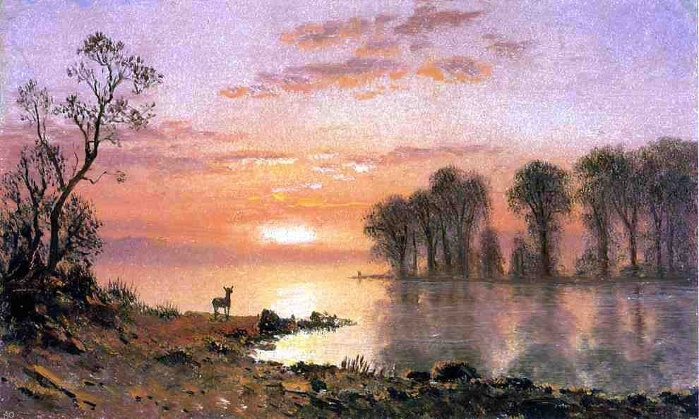 Albert Bierstadt Sunset, 18"x27" Wall Decal Print