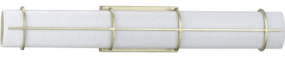 Grid LED 1-Light White Linen Glass LED Modern Wall Light, Silver Ridge