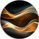 3D Gold Waves In Black, Abstract Digital Art Disc Metal Artwork, 23"