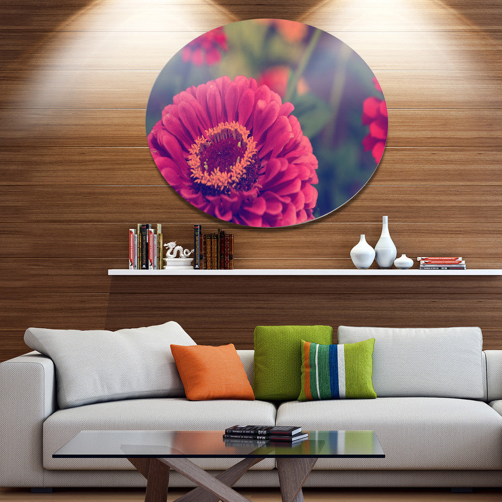 Vintage Photo Of Cute Red Flowers, Flower Round Wall Art, 23"