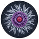Purple Abstract 3D Flower On Black, Flowers Disc Metal Artwork, 23"