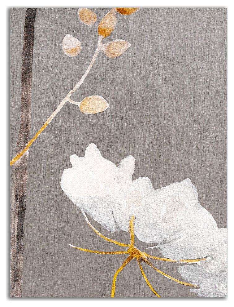 "White Flower on Medium Gray" by India & Purry, Print on Canvas, 24"x32"