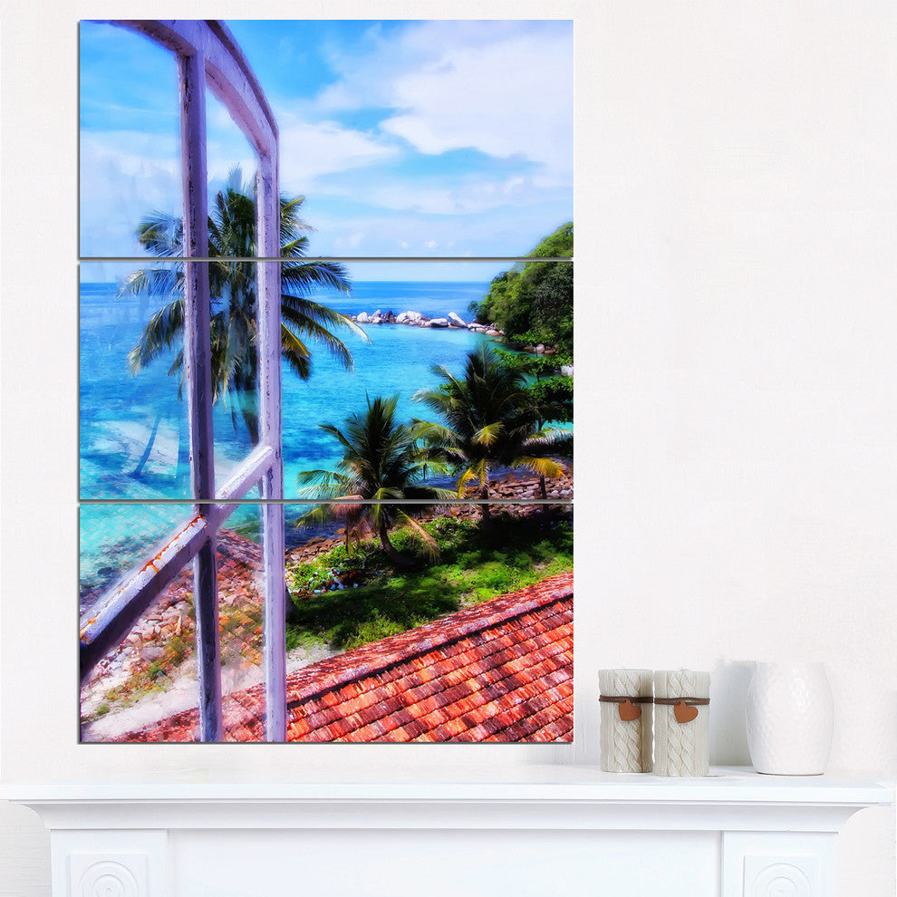 "Light House Window View" Photo Metal Wall Art, 3 Panels, 28"x36"