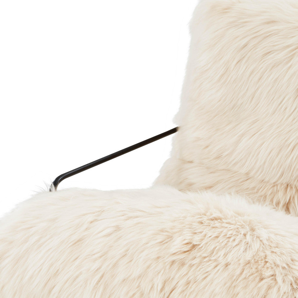 Kimi Genuine Sheepskin Chair, Fluffy Accent Chair